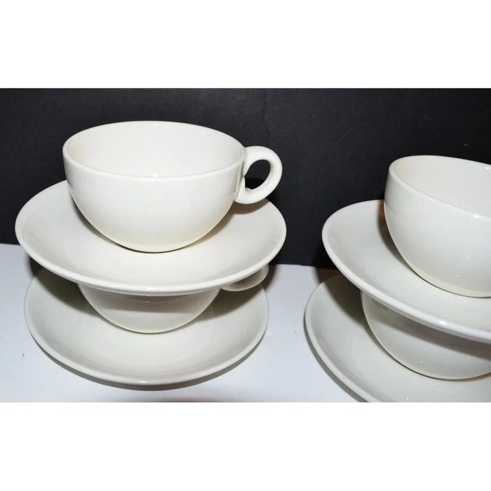 Russel‎ Wright Iroquois  China Set of 4 Cups & Saucers White USA